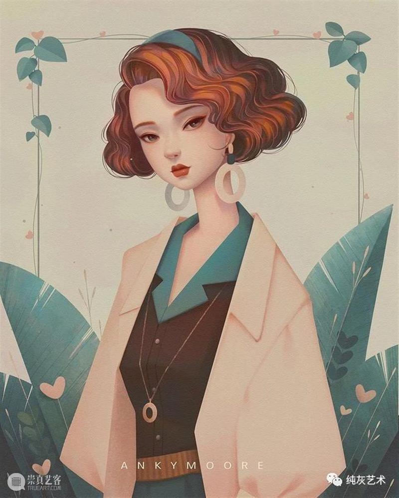 复古风的气质少女插画 插画 气质 少女 风格 色调 画面 笔下 女性 气场 人物 崇真艺客