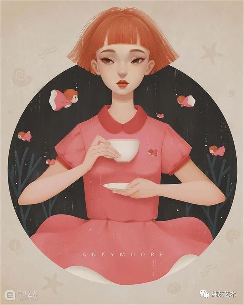 复古风的气质少女插画 插画 气质 少女 风格 色调 画面 笔下 女性 气场 人物 崇真艺客