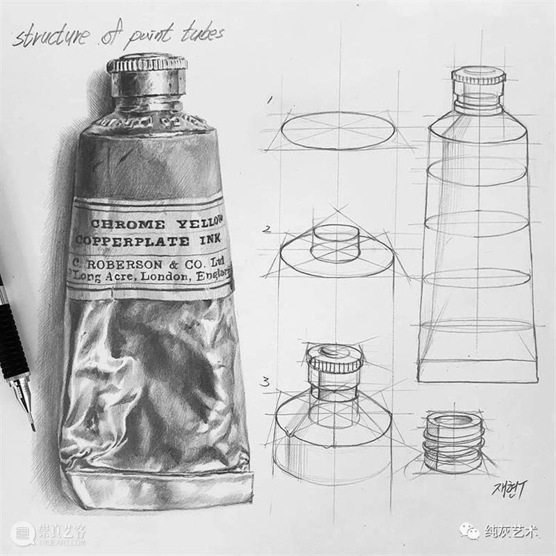 素描静物的结构和质感 素描 静物 结构 质感 韩国 艺术家 anjjaemi 作品 一幅画 细节 崇真艺客