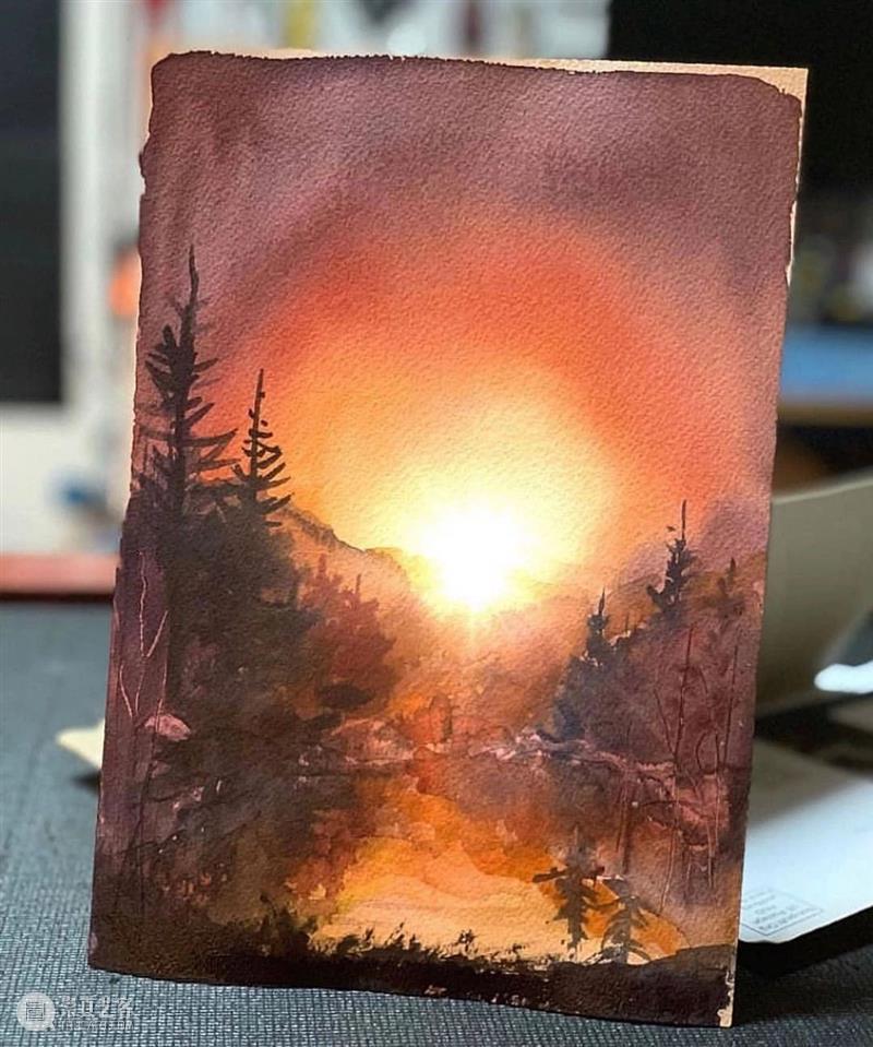看看什么叫清秀透亮的水彩作品！雪景真的画得太棒了！ 水彩 作品 雪景 END 崇真艺客