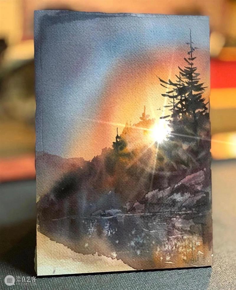 看看什么叫清秀透亮的水彩作品！雪景真的画得太棒了！ 水彩 作品 雪景 END 崇真艺客
