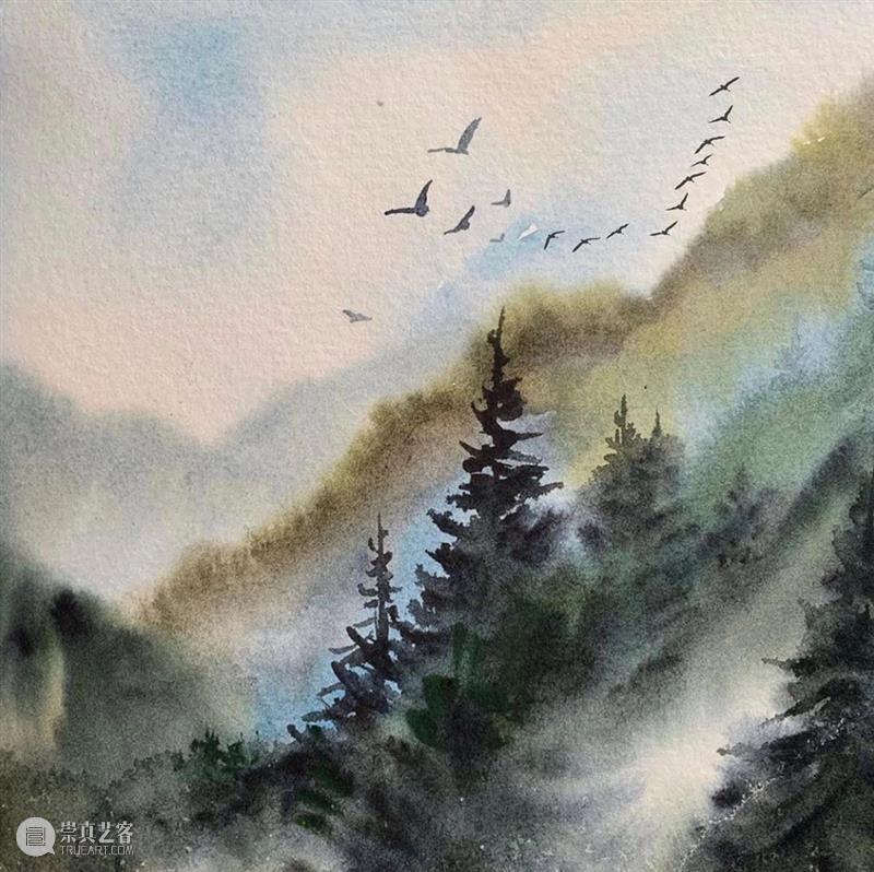 看看什么叫清秀透亮的水彩作品！雪景真的画得太棒了！ 水彩 作品 雪景 END 崇真艺客
