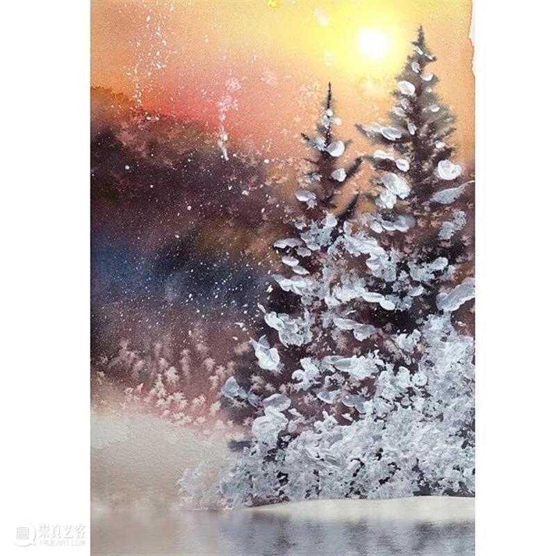 看看什么叫清秀透亮的水彩作品！雪景真的画得太棒了！ 水彩 作品 雪景 END 崇真艺客