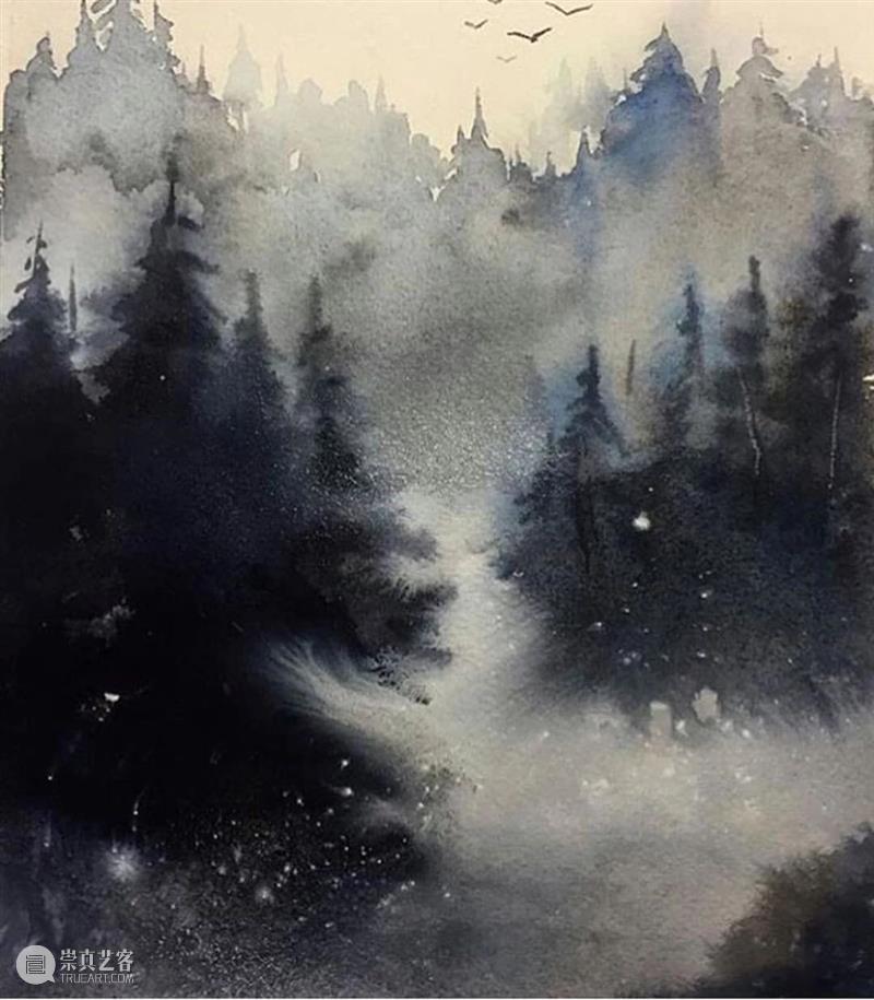 看看什么叫清秀透亮的水彩作品！雪景真的画得太棒了！ 水彩 作品 雪景 END 崇真艺客