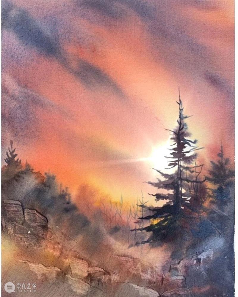 看看什么叫清秀透亮的水彩作品！雪景真的画得太棒了！ 水彩 作品 雪景 END 崇真艺客
