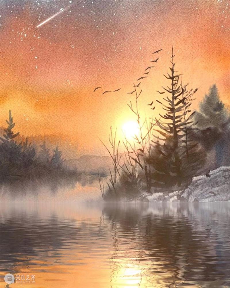看看什么叫清秀透亮的水彩作品！雪景真的画得太棒了！ 水彩 作品 雪景 END 崇真艺客
