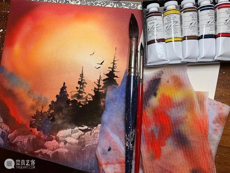 看看什么叫清秀透亮的水彩作品！雪景真的画得太棒了！ 水彩 作品 雪景 END 崇真艺客