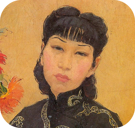 浑浑浊世中独自灿烂的寒菊|细看潘玉良《窗前的自画像》中的六个局部 寒菊 窗前的自画像 潘玉良 局部 浑浑 花丛 篱趣 枝头 何曾吹落北风 郑思肖 崇真艺客