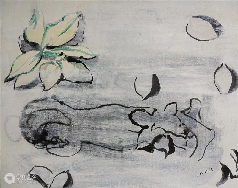 许敏：银手镯微微发光 许敏 手镯 节奏 绘画 流水 时间 女工 炭笔 铅笔 画布 崇真艺客