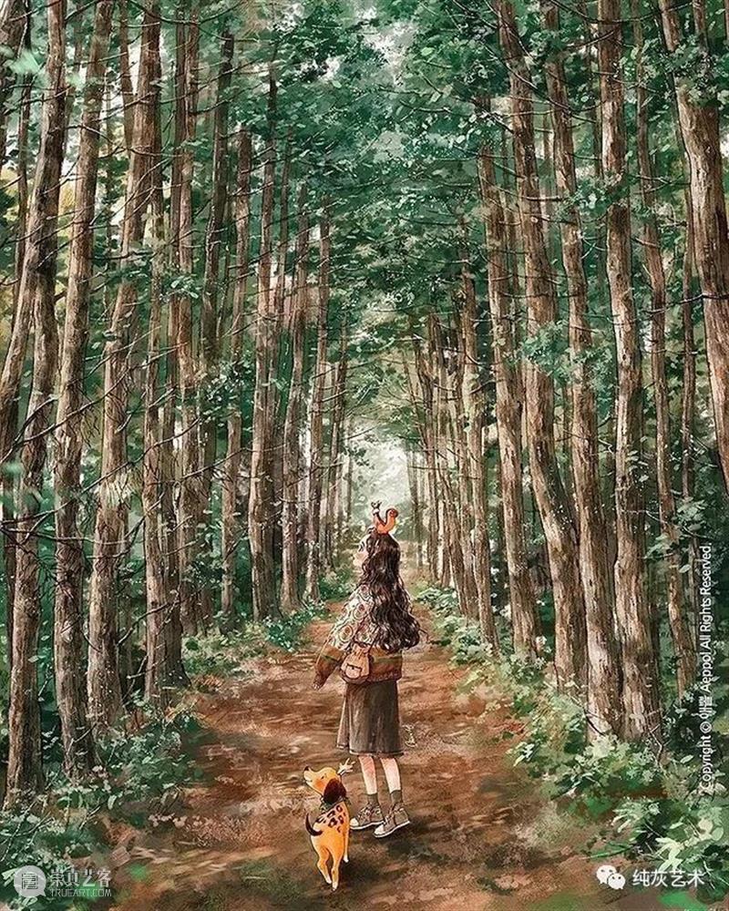 愿做画中的森系女孩 女孩 画中 森系 韩国 插画家 aeppol 森林 系列 生活 主人公 崇真艺客