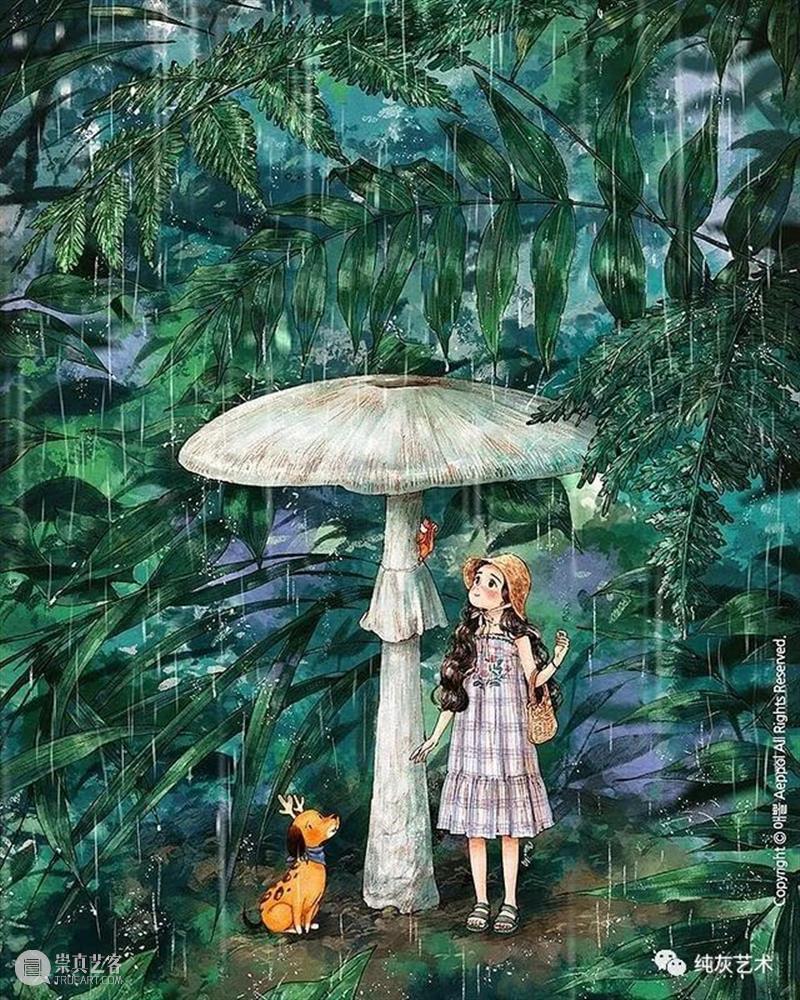 愿做画中的森系女孩 女孩 画中 森系 韩国 插画家 aeppol 森林 系列 生活 主人公 崇真艺客