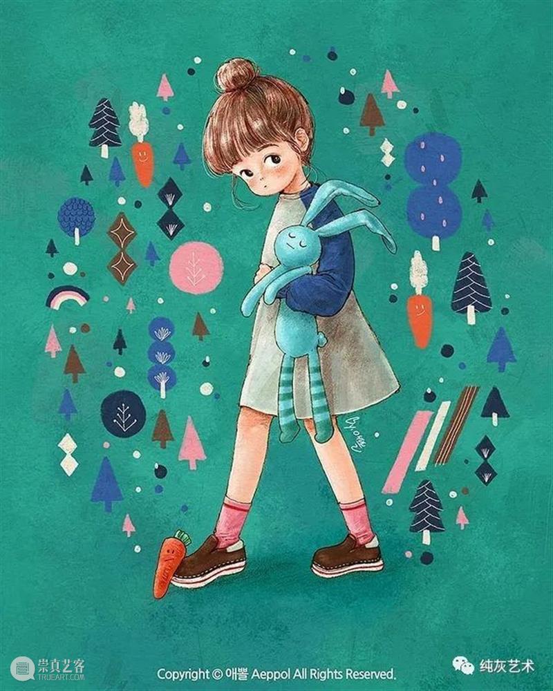 愿做画中的森系女孩 女孩 画中 森系 韩国 插画家 aeppol 森林 系列 生活 主人公 崇真艺客