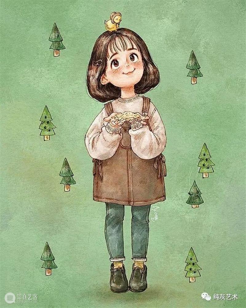 愿做画中的森系女孩 女孩 画中 森系 韩国 插画家 aeppol 森林 系列 生活 主人公 崇真艺客