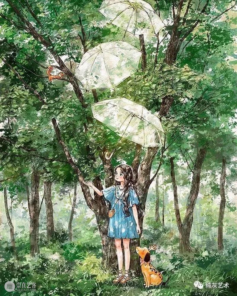 愿做画中的森系女孩 女孩 画中 森系 韩国 插画家 aeppol 森林 系列 生活 主人公 崇真艺客