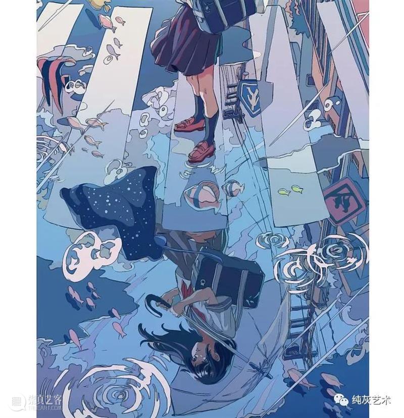 粉蓝色的回忆 蓝色 回忆 插画师 画面 气泡 海底 梦幻 场景 动漫 模样 崇真艺客
