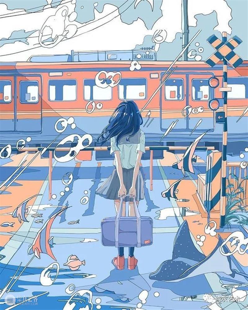 粉蓝色的回忆 蓝色 回忆 插画师 画面 气泡 海底 梦幻 场景 动漫 模样 崇真艺客