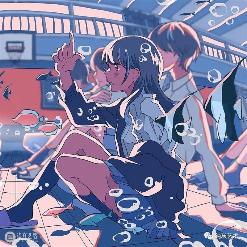 粉蓝色的回忆 蓝色 回忆 插画师 画面 气泡 海底 梦幻 场景 动漫 模样 崇真艺客