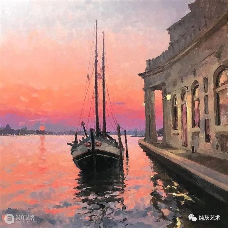 夕阳残影 夕阳 残影 英国 油画家 Bowen 印象派 风格 当地 景色 光线 崇真艺客