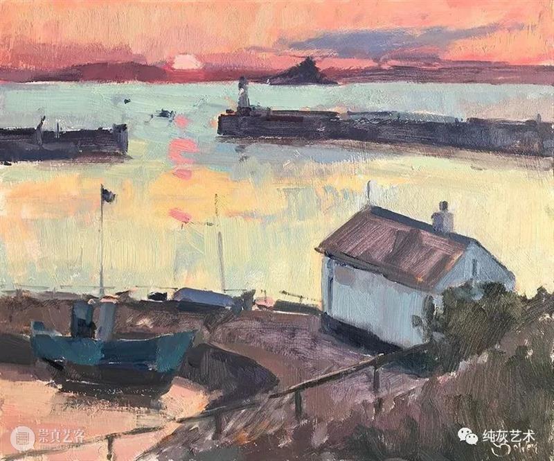 夕阳残影 夕阳 残影 英国 油画家 Bowen 印象派 风格 当地 景色 光线 崇真艺客