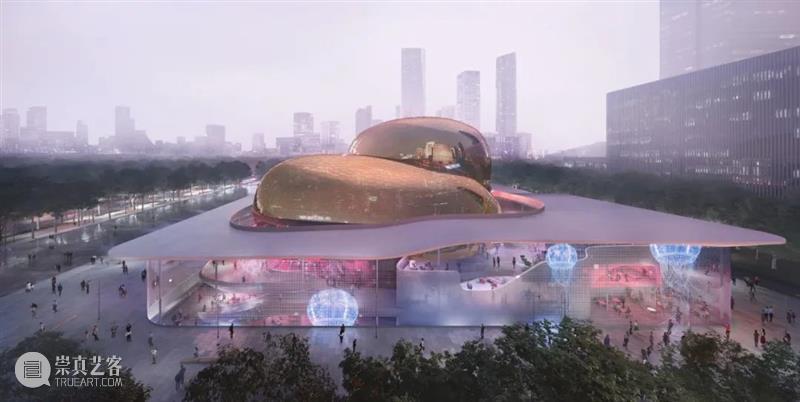 深圳国际演艺中心，ennead ‘两个金色壳体’出挑 金色 壳体 ennead 深圳国际演艺中心 深圳 福田 香蜜湖 片区 中区 建筑群 崇真艺客