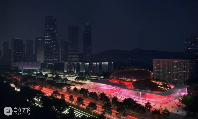 深圳国际演艺中心，ennead ‘两个金色壳体’出挑 金色 壳体 ennead 深圳国际演艺中心 深圳 福田 香蜜湖 片区 中区 建筑群 崇真艺客