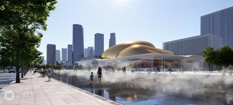 深圳国际演艺中心，ennead ‘两个金色壳体’出挑 金色 壳体 ennead 深圳国际演艺中心 深圳 福田 香蜜湖 片区 中区 建筑群 崇真艺客