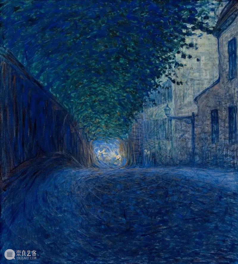 夜的旋律 旋律 瑞典 画家 Eugène Jansson 夜间 土地 蓝色 城市 景观 崇真艺客