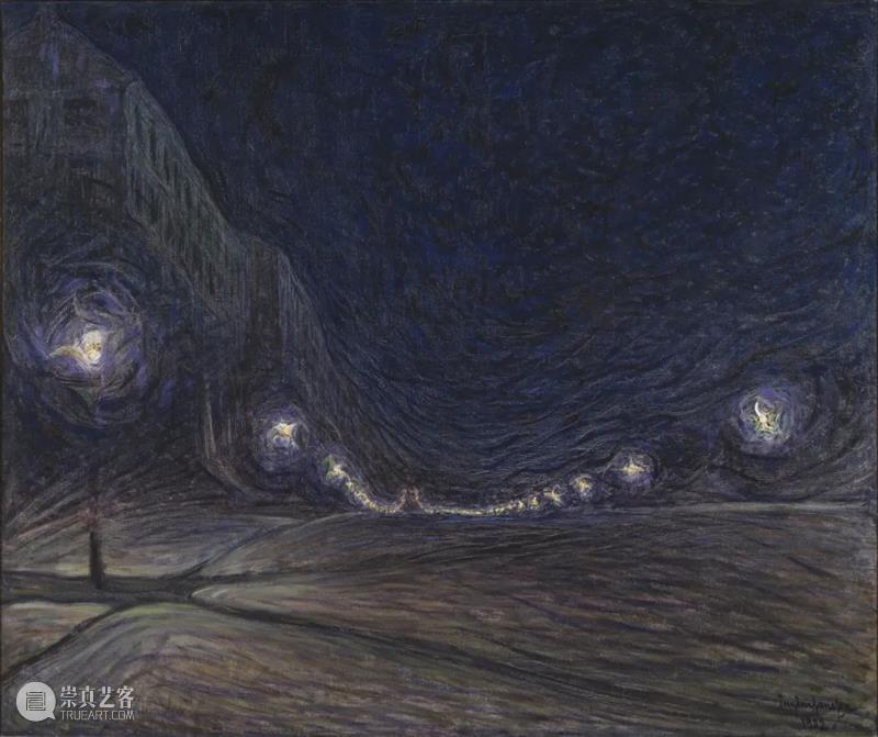 夜的旋律 旋律 瑞典 画家 Eugène Jansson 夜间 土地 蓝色 城市 景观 崇真艺客