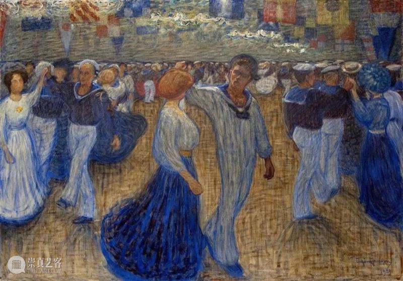 夜的旋律 旋律 瑞典 画家 Eugène Jansson 夜间 土地 蓝色 城市 景观 崇真艺客