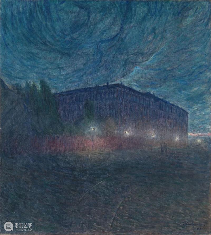 夜的旋律 旋律 瑞典 画家 Eugène Jansson 夜间 土地 蓝色 城市 景观 崇真艺客