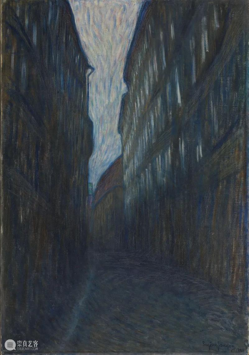夜的旋律 旋律 瑞典 画家 Eugène Jansson 夜间 土地 蓝色 城市 景观 崇真艺客