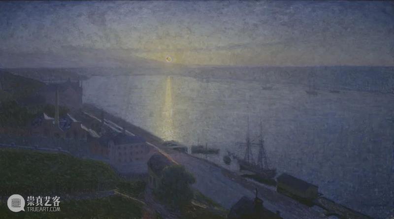 夜的旋律 旋律 瑞典 画家 Eugène Jansson 夜间 土地 蓝色 城市 景观 崇真艺客