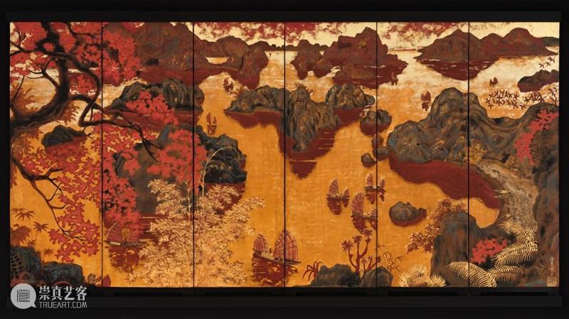 越南末代皇帝保大珍藏 | 范光厚漆画六连屏70多年后首次释出 范光 越南 末代 皇帝 连屏 漆画 Lot 下龙湾的金色夕阳 港元 多年前 崇真艺客