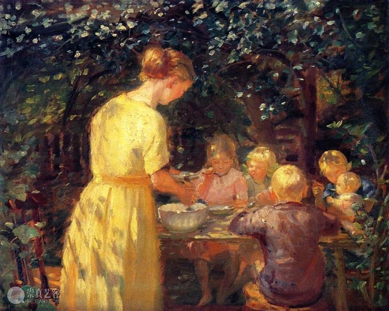 秋日的光  纯灰艺术 秋日 丹麦 画家 Anna Ancher 室内 渔民 妇女 儿童 日常生活 崇真艺客