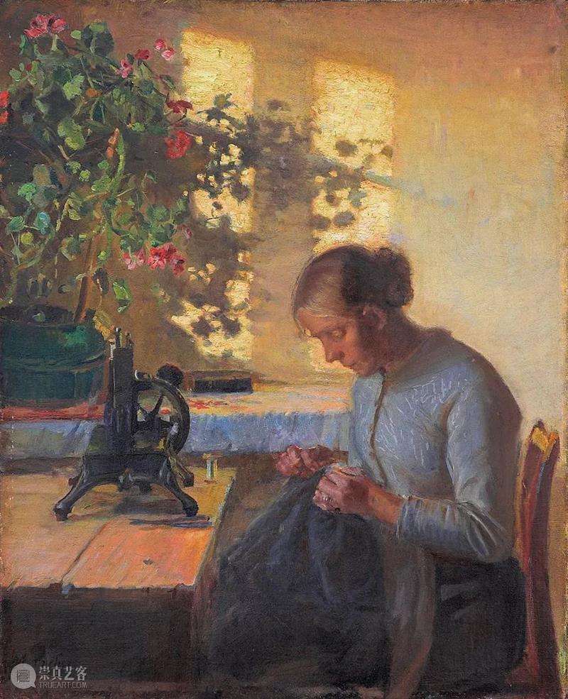 秋日的光  纯灰艺术 秋日 丹麦 画家 Anna Ancher 室内 渔民 妇女 儿童 日常生活 崇真艺客