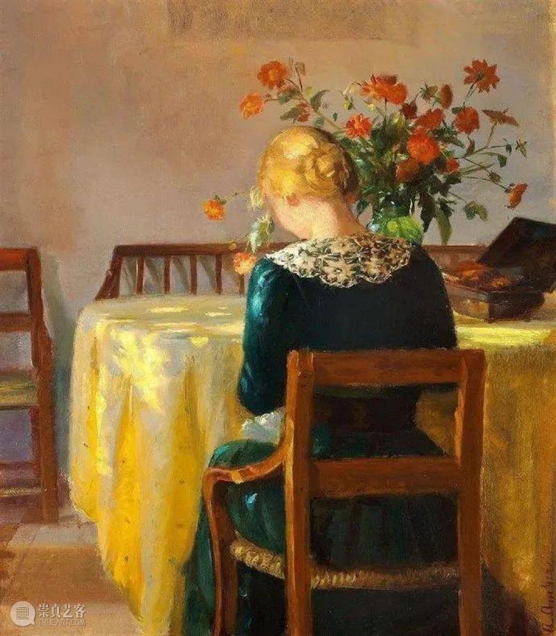 秋日的光  纯灰艺术 秋日 丹麦 画家 Anna Ancher 室内 渔民 妇女 儿童 日常生活 崇真艺客