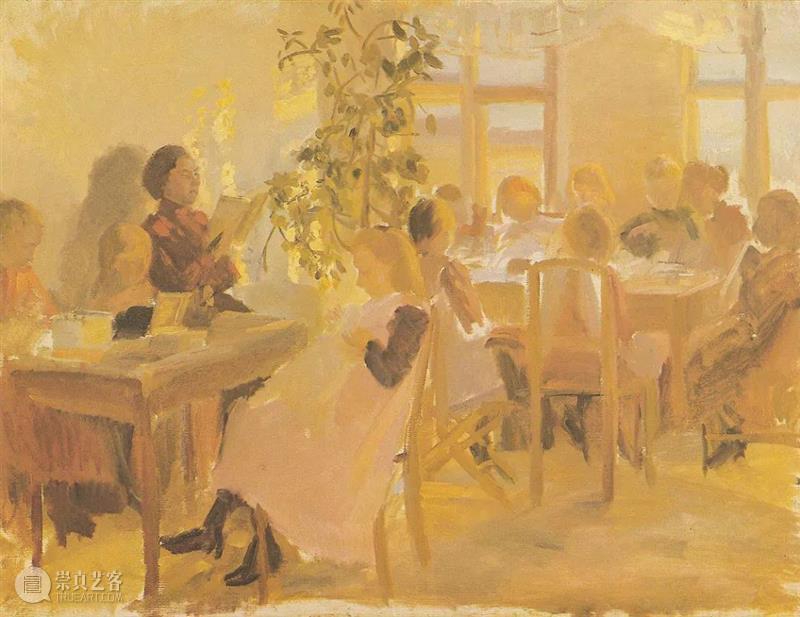 秋日的光  纯灰艺术 秋日 丹麦 画家 Anna Ancher 室内 渔民 妇女 儿童 日常生活 崇真艺客