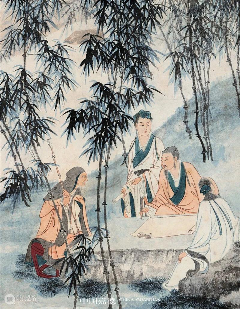 诗思骀荡六人组：张大千《竹溪六逸图》丨中国嘉德2021秋拍 艺术财经 中国嘉德 张大千 竹溪六逸图 中国 诗思 嘉德 六人组 竹溪六逸 设色纸本甲申 cmRMB 题识 崇真艺客