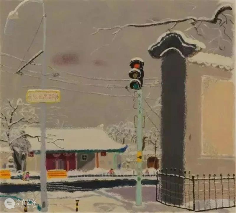 今日立冬@大雪 大雪 雪景 丙烯 油画棒 纸本 东交民巷 角楼 马路 阿城 品色 崇真艺客