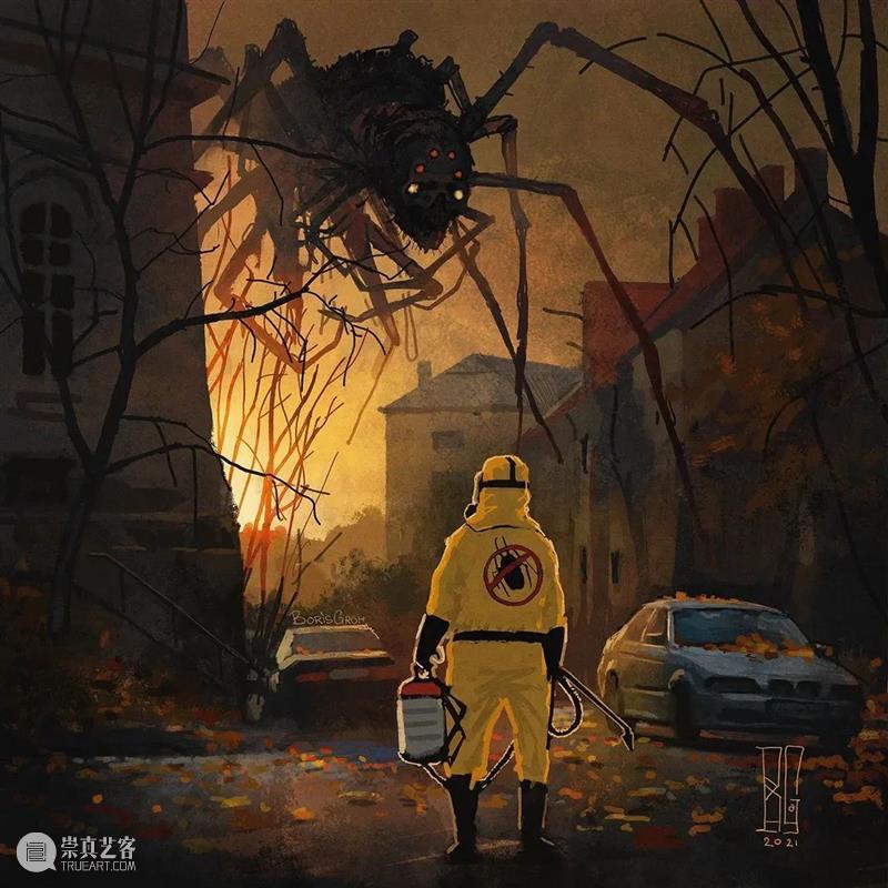 孤独游走的骷髅人 ​ 骷髅人 乌克兰 插画师 Boris 题材 艺术 作品 骷髅 特色 画面 崇真艺客