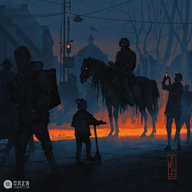 孤独游走的骷髅人 ​ 骷髅人 乌克兰 插画师 Boris 题材 艺术 作品 骷髅 特色 画面 崇真艺客