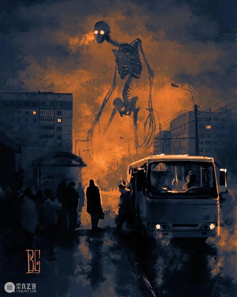 孤独游走的骷髅人 ​ 骷髅人 乌克兰 插画师 Boris 题材 艺术 作品 骷髅 特色 画面 崇真艺客