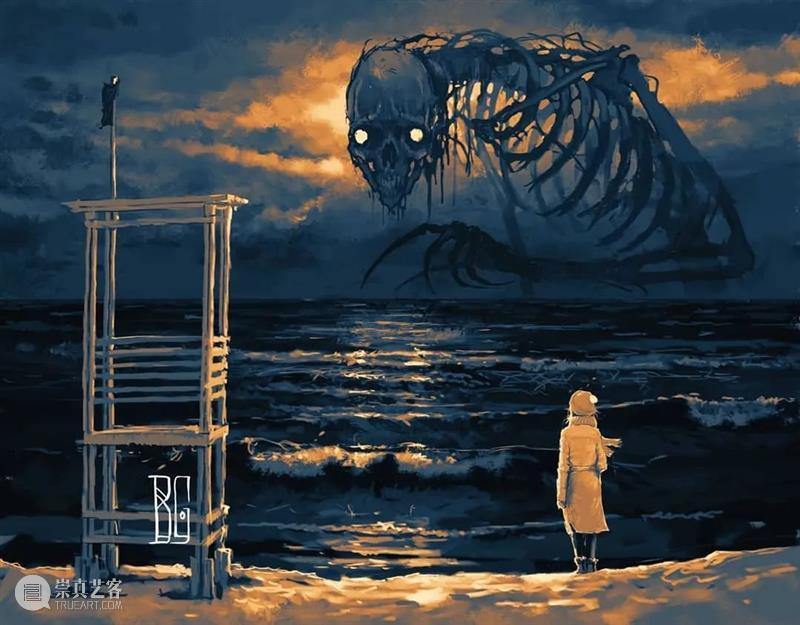 孤独游走的骷髅人 ​ 骷髅人 乌克兰 插画师 Boris 题材 艺术 作品 骷髅 特色 画面 崇真艺客