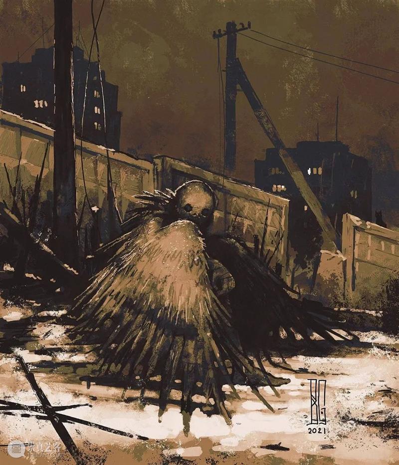 孤独游走的骷髅人 ​ 骷髅人 乌克兰 插画师 Boris 题材 艺术 作品 骷髅 特色 画面 崇真艺客
