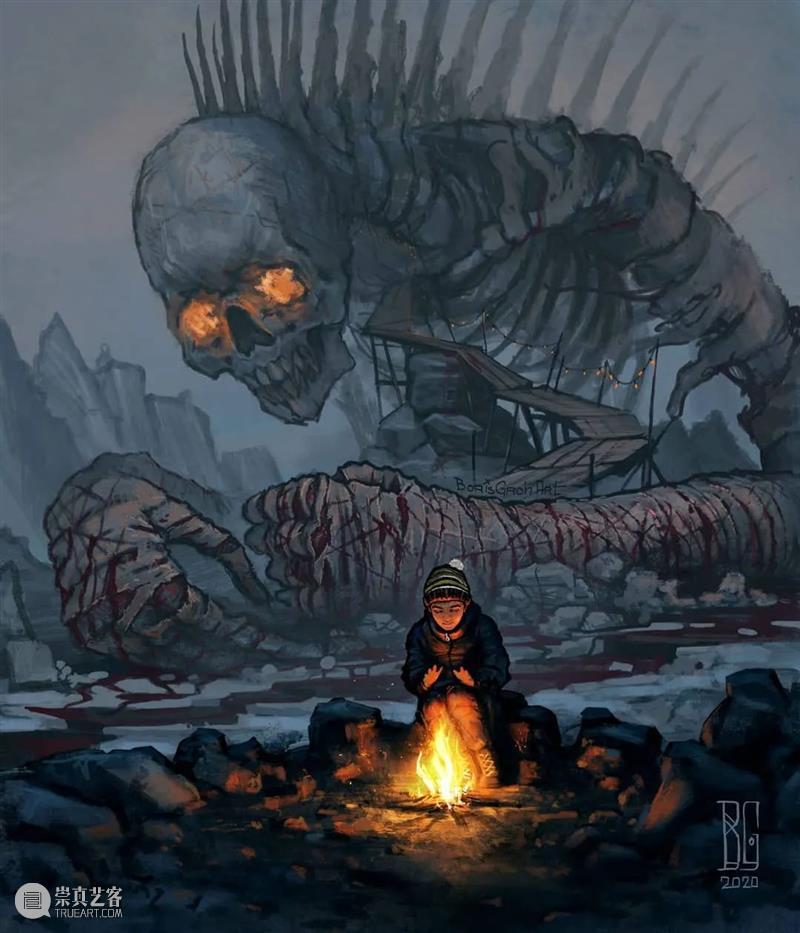 孤独游走的骷髅人 ​ 骷髅人 乌克兰 插画师 Boris 题材 艺术 作品 骷髅 特色 画面 崇真艺客