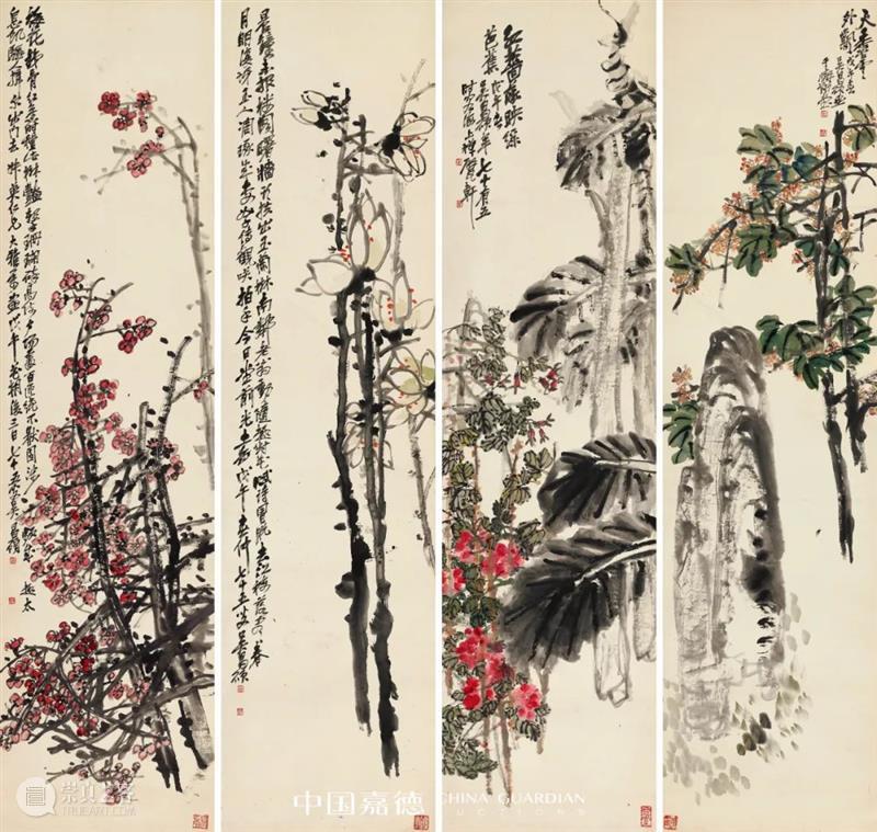 张大千《秋曦图》1.955亿元问鼎年度近现代书画之最，大观近现代总揽6.29亿元，各专场成交超90% 近现代 张大千 秋曦图 书画 大观 现代 专场 年度 大观夜场 拍品 崇真艺客