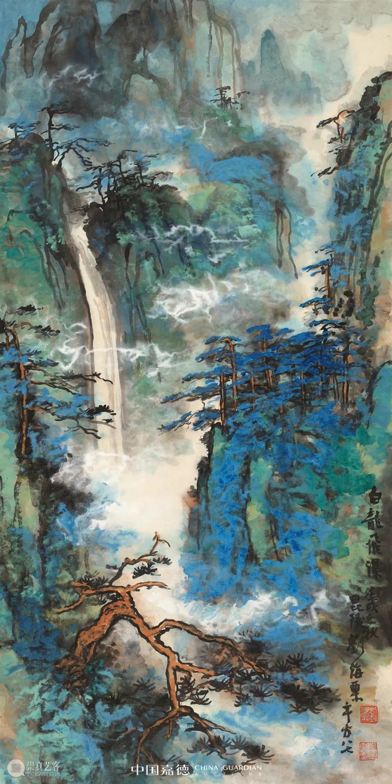 张大千《秋曦图》1.955亿元问鼎年度近现代书画之最，大观近现代总揽6.29亿元，各专场成交超90% 近现代 张大千 秋曦图 书画 大观 现代 专场 年度 大观夜场 拍品 崇真艺客