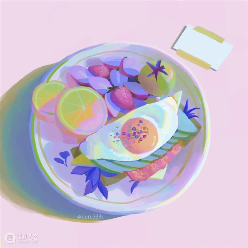 糖果色静物 静物 糖果色 @kun333r 梦幻 插画 风格 配色 一幅画 世界 作品 崇真艺客