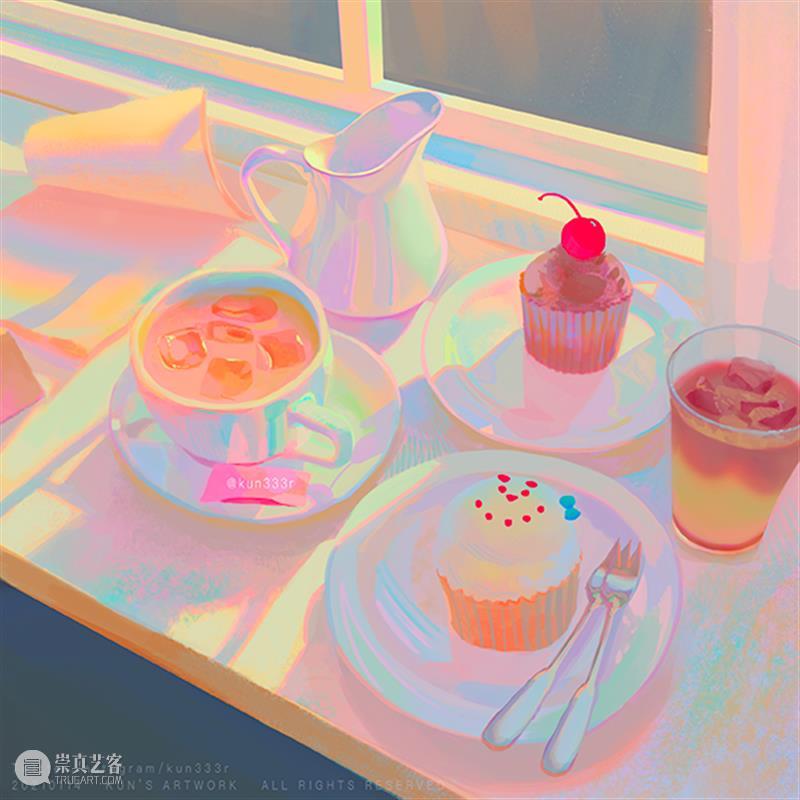 糖果色静物 静物 糖果色 @kun333r 梦幻 插画 风格 配色 一幅画 世界 作品 崇真艺客