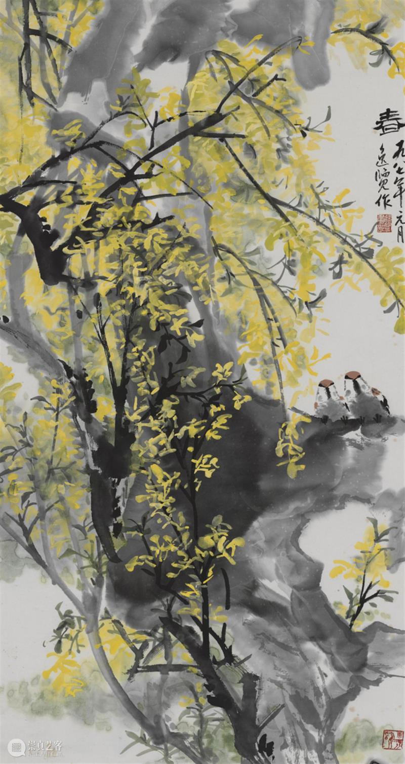 【中华艺术宫 | 轻悦读】唐逸览《春》：春意盎然 唐逸览 中华艺术宫 中国 上海美术馆 花鸟画 色彩 色调 柠檬黄 大自然 生命力 崇真艺客